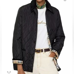 Burberry Quilted Black Jacket Medium Nova Check Nylon Coat